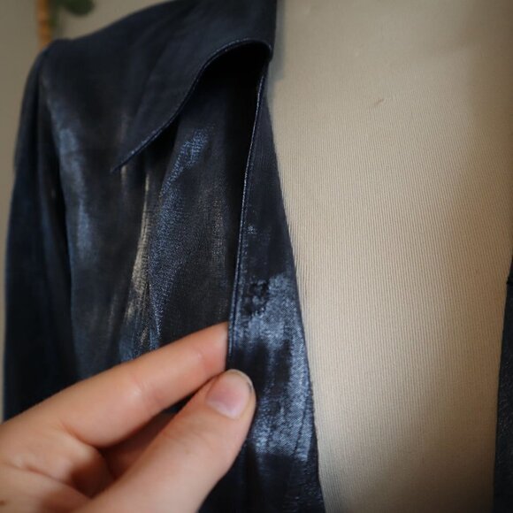 NWT Vintage Conrad C Collections Satin Blue Wrap Blouse Size 8 - Picture 5 of 10